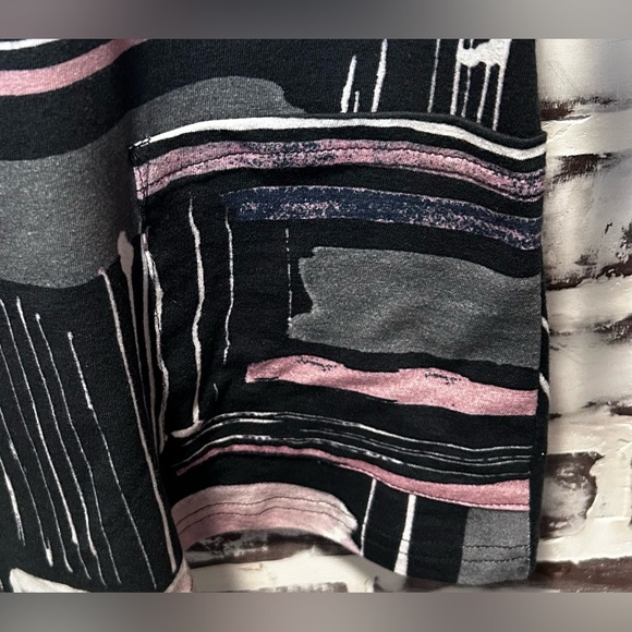 Parsley & Sage Pink Navy Abstract Print V-Neck Tunic Pockets Art To Wear Size M - Picture 8 of 8